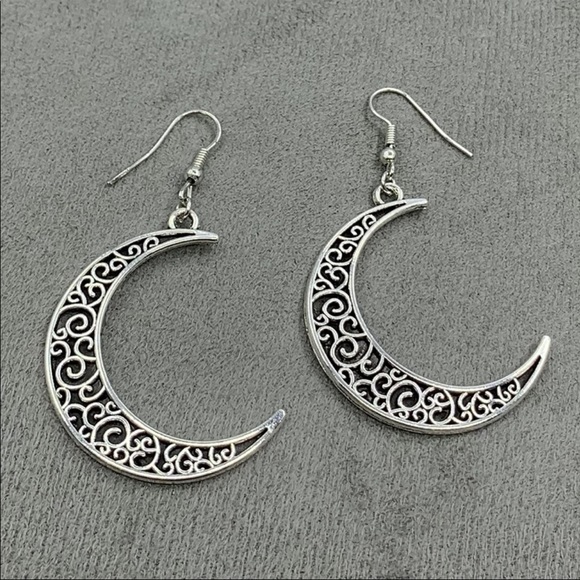 New 925 Silver Vintage Bohemian Moon Drop Earrings - Picture 2 of 6